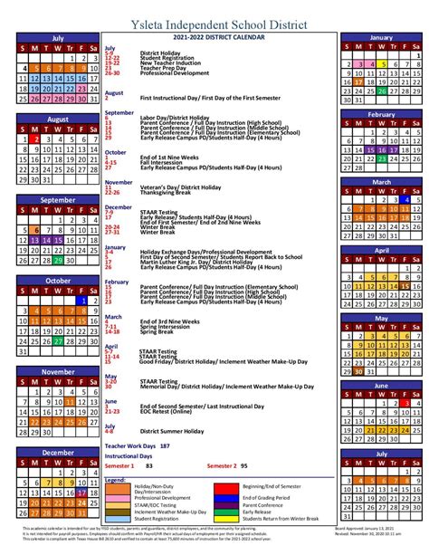 Ysleta Calendar